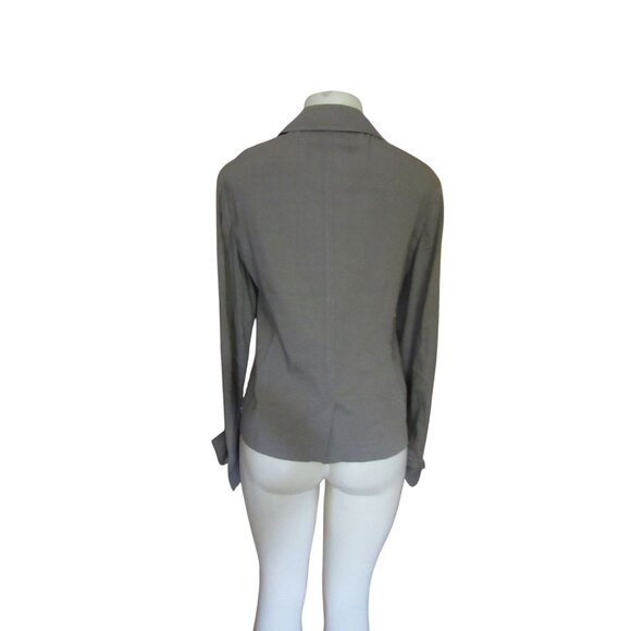 Theory Shelly Safari Dark Olive Green Linen Blend Blazer Jacket SZ 12 - Picture 5 of 6
